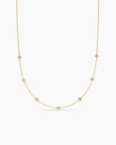 Petite Modern Renaissance® Pyramid Station Necklace in 18K Yellow Gold with Diamonds, 4.6mm